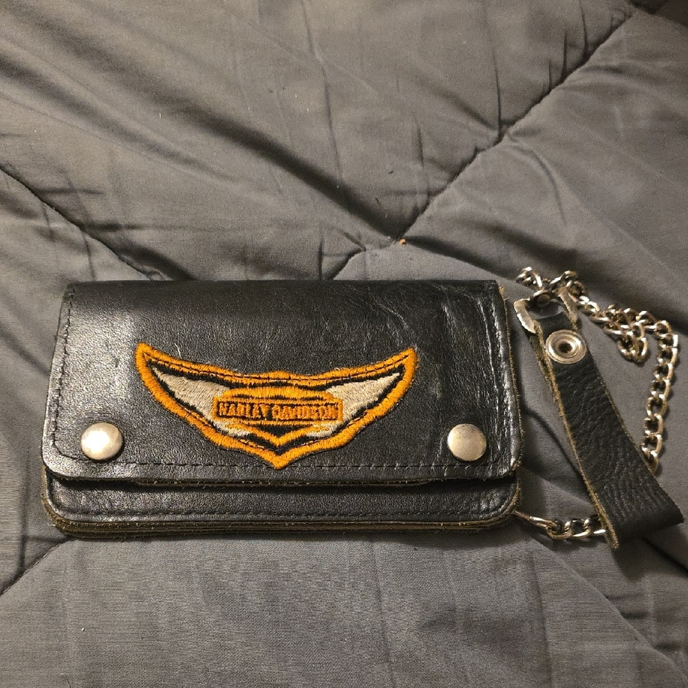 VINTAGE HARLEY-DAVIDSON BLACK LEATHER MEN'S WALLET